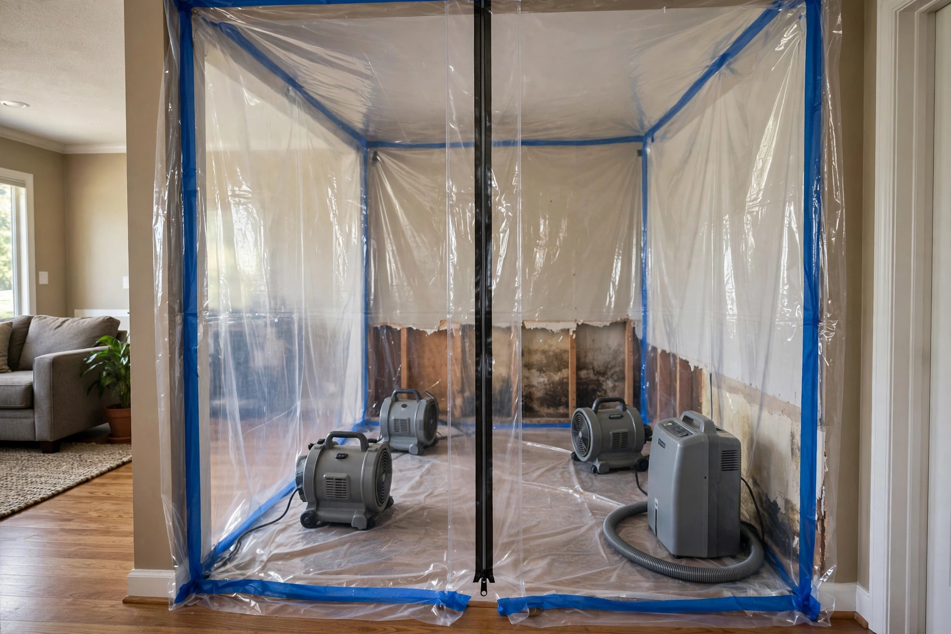 Water damage restoration in North Central Florida, Florida - drying containment setup